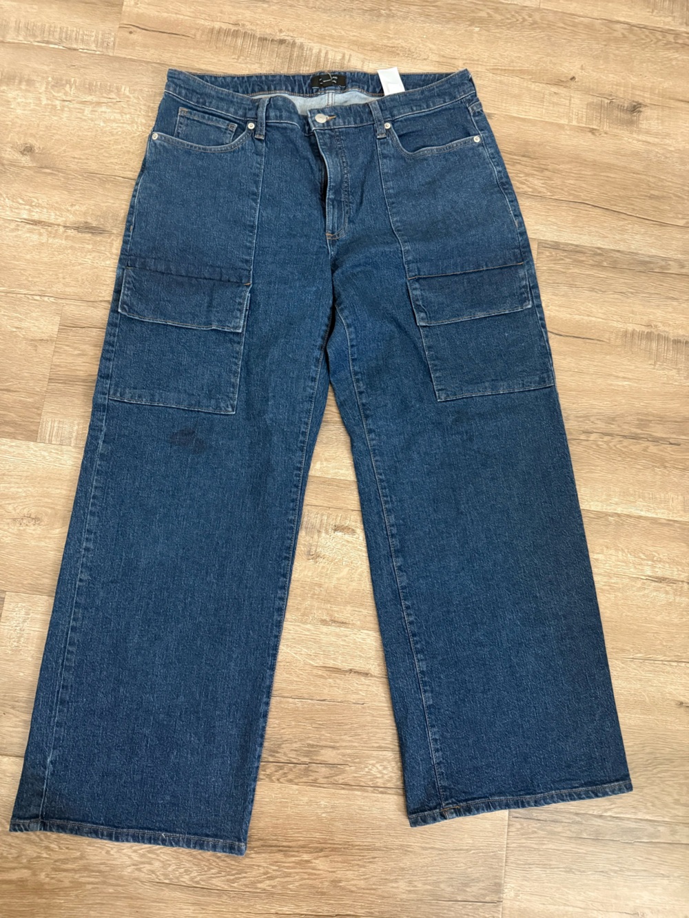 Banana Republic Wide Leg Dark Blue Denim Cargo Jeans